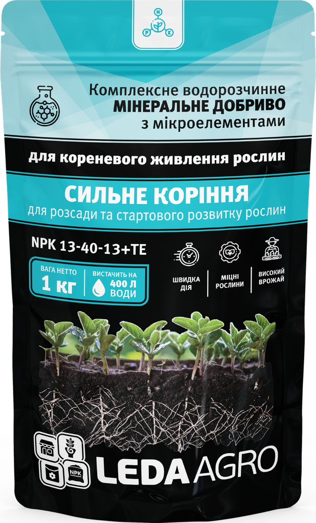 Сильне коріння, добриво для стартового розвитку рослин 1кг (ЛАН) NPK 13-40-13+ТЕ