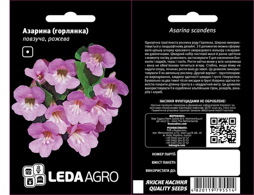 Азарина (горлянка) повзуча, рожева 4 шт (ЛАН)